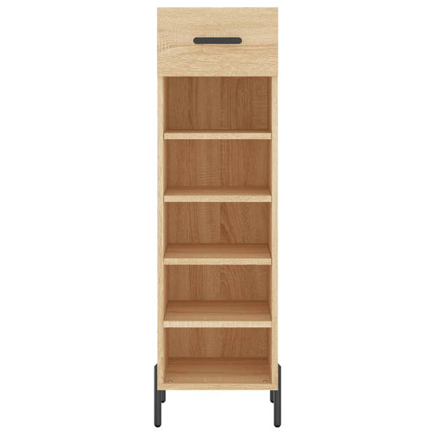 The Living Store Schoenenkast Hout - 30 x 35 x 105 cm - Sonoma Eiken - Opbergruimte en Stabiel Blad