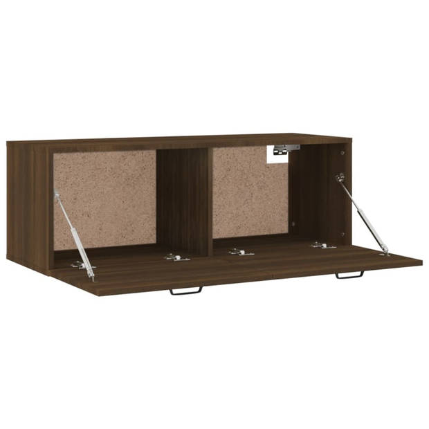 The Living Store Wandkast - naam - Opbergmeubel - 100 x 36.5 x 35 cm - Bruineiken