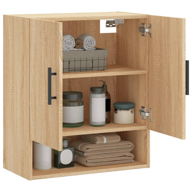 The Living Store Wandkast Sonoma Eiken - 60 x 31 x 70 cm - Zwevend - Displayfunctie