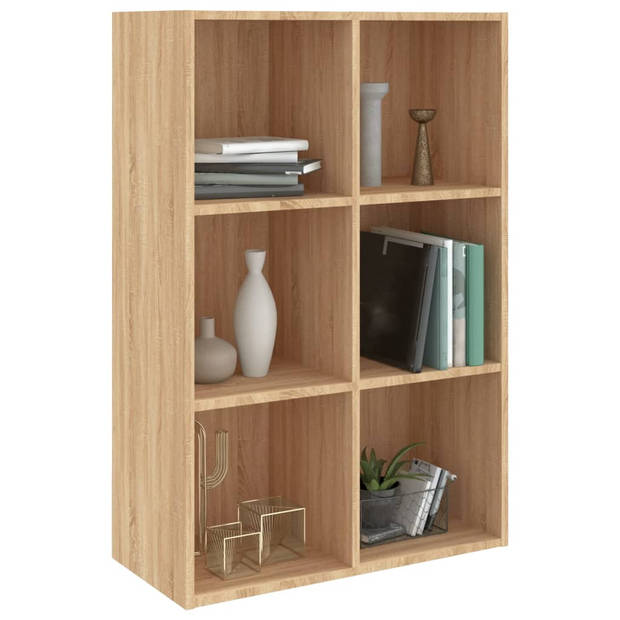 The Living Store Boekenkast - Bewerkt Hout - 66x30x97.8 cm - Sonoma Eiken