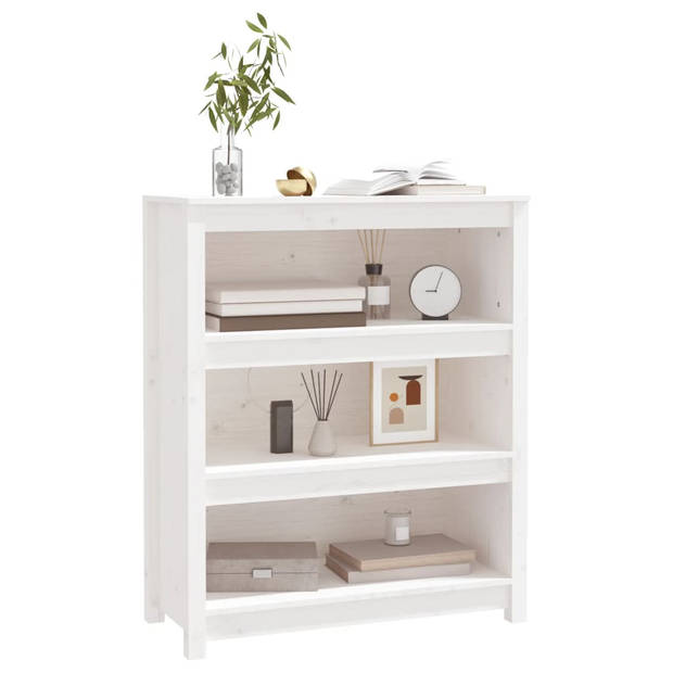 The Living Store Boekenkast 80x35x97 cm massief grenenhout wit - Kast