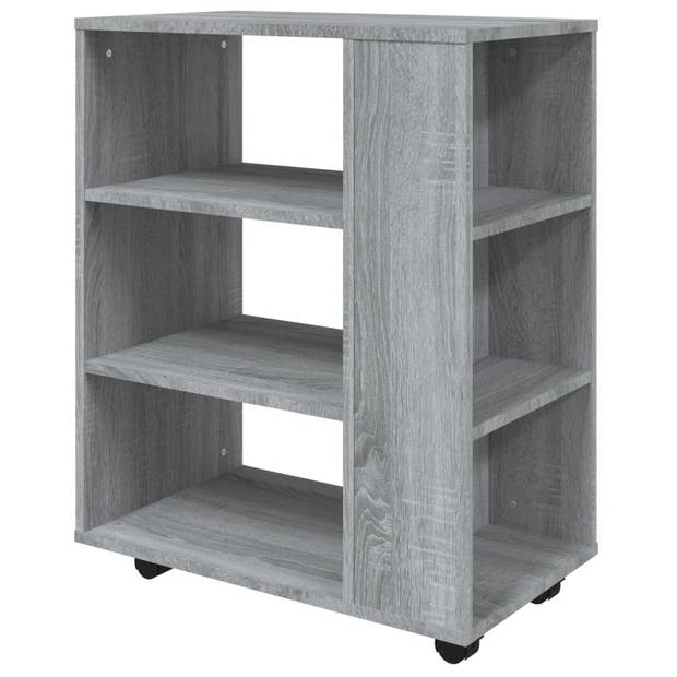 The Living Store Verrijdbare Kast - Bureauopberger - 60x35x75 cm - Grijs Sonoma Eiken