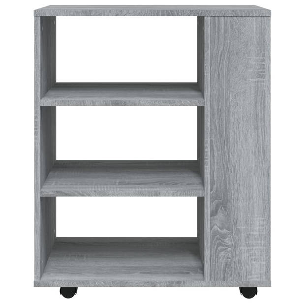 The Living Store Verrijdbare Kast - Bureauopberger - 60x35x75 cm - Grijs Sonoma Eiken