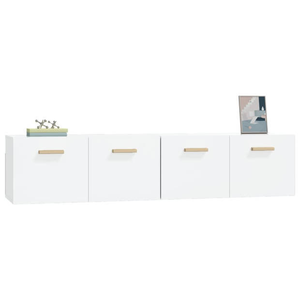 The Living Store Wandkast - Hoogglans Wit - 80 x 35 x 36.5 cm - 2 stuks