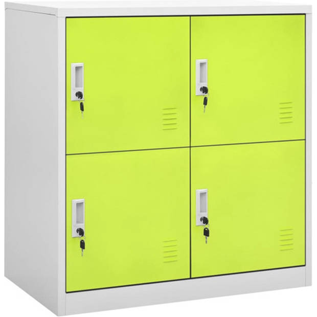 The Living Store Lockerkasten 2 st 90x45x92-5 cm staal lichtgrijs en groen - Kast