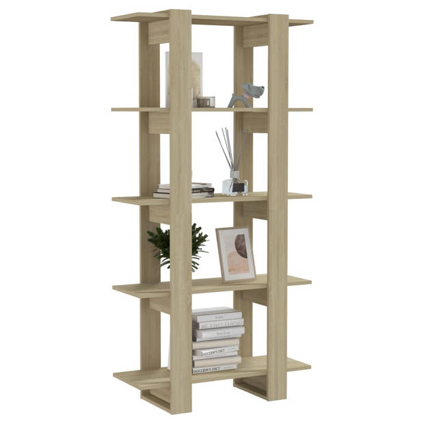 The Living Store Boekenkast - Sonoma Eiken - 80 x 30 x 160 cm - Gemaakt van Spaanplaat