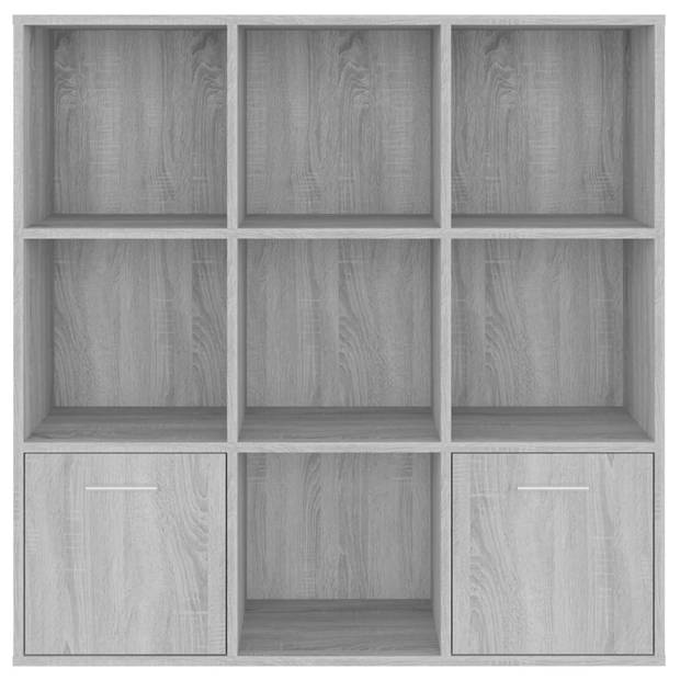 The Living Store Boekenkast - Hout - 98x30x98 cm - Grijs Sonoma Eiken