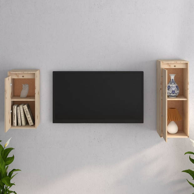 The Living Store TV-kast - massief grenenhout - 30x30x60 cm - 30x30x80 cm