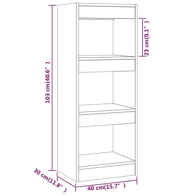 vidaXL Boekenkast/kamerscherm 40x30x103 cm bewerkt hout bruineiken