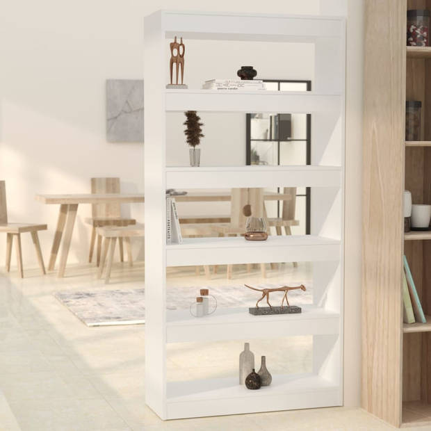 The Living Store Boekenkast/kamerscherm 80x30x166 cm spaanplaat wit - Kast