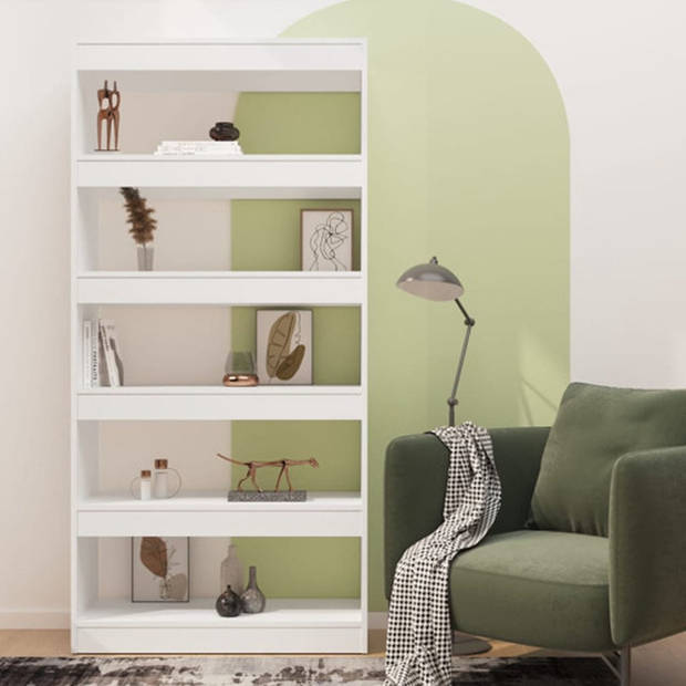 The Living Store Boekenkast/kamerscherm 80x30x166 cm spaanplaat wit - Kast