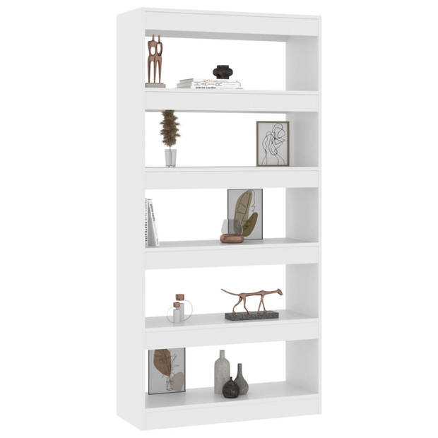 The Living Store Boekenkast/kamerscherm 80x30x166 cm spaanplaat wit - Kast