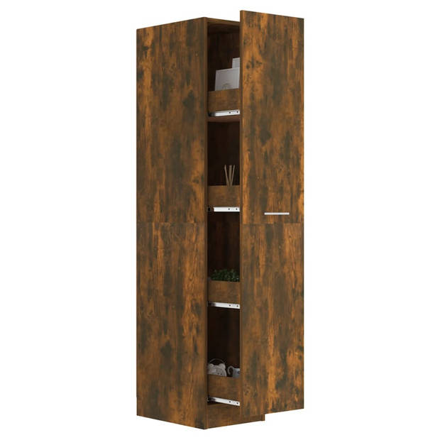 The Living Store Apothekerskast - Gerookt Eiken - 30 x 42.5 x 150 cm - Uittrekbaar