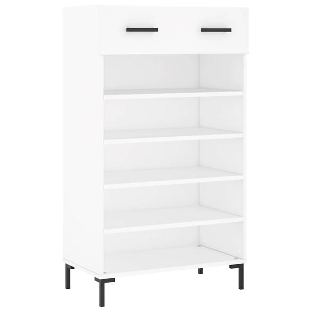 The Living Store Schoenenkast - Wit - 60 x 35 x 105 cm - Duurzaam hout en ijzer