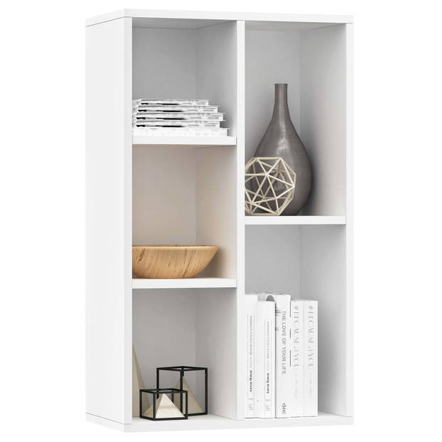 The Living Store Boekenkast - 50 x 25 x 80 cm - Wit - Spaanplaat