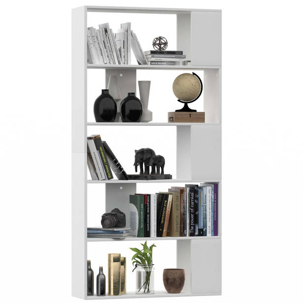 The Living Store Boekenkast - 80 x 24 x 159 cm - 5 vakken - Wit - Spaanplaat