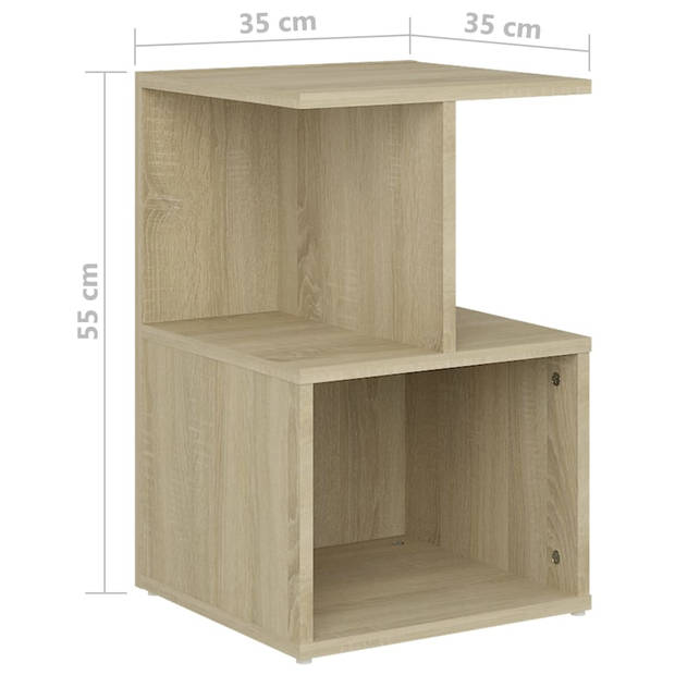 vidaXL Nachtkastjes 2 st 35x35x55 cm bewerkt hout sonoma eikenkleurig