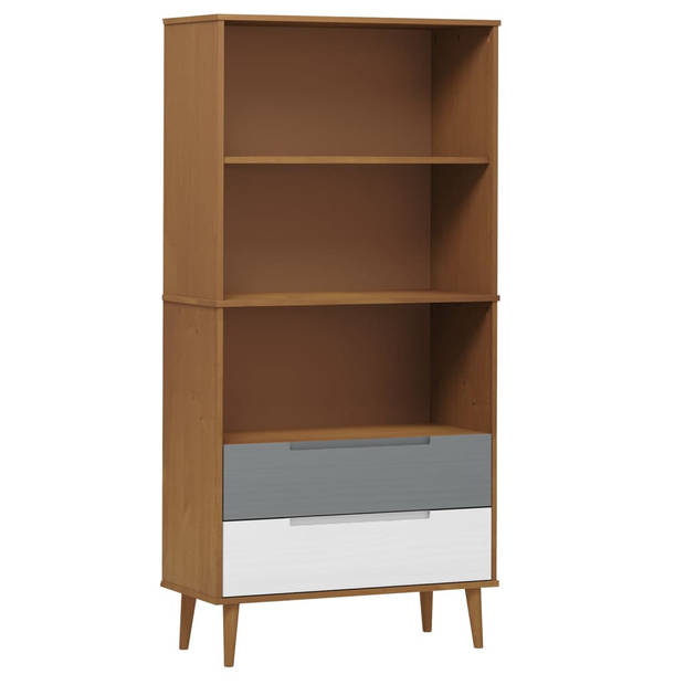 The Living Store MOLDE Boekenkast - 85 x 35 x 170.5 cm - Massief grenenhout