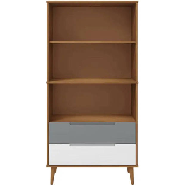 The Living Store MOLDE Boekenkast - 85 x 35 x 170.5 cm - Massief grenenhout