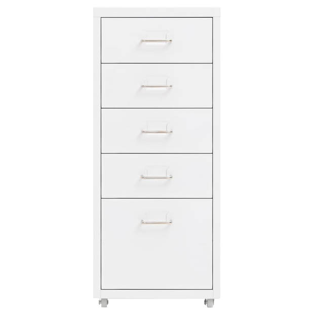 The Living Store Archiefkast - 28 x 41 x 69 cm - 5 lades - Wit - Metaal