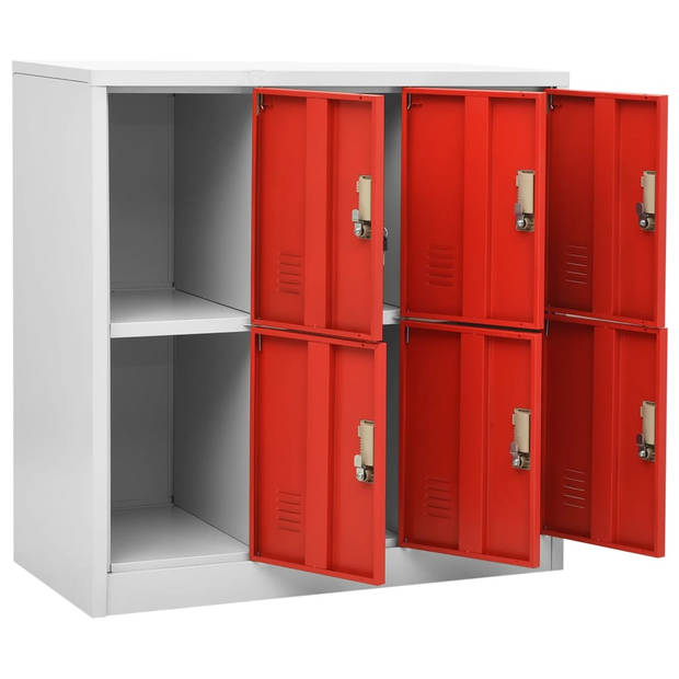 vidaXL Lockerkasten 5 st 90x45x92,5 cm staal lichtgrijs en rood