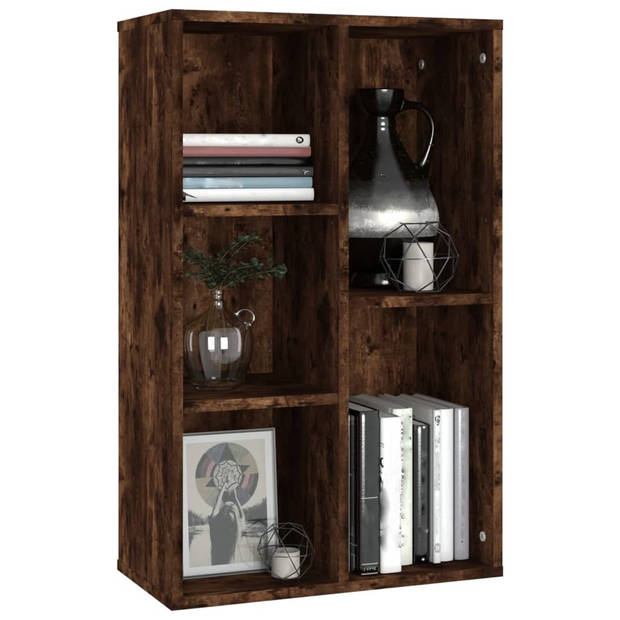 The Living Store Boekenkast Gerookt Eiken - 50 x 25 x 80 cm - Duurzaam hout - 5 vakken