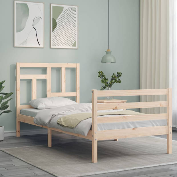 vidaXL Bedframe met hoofdbord massief hout