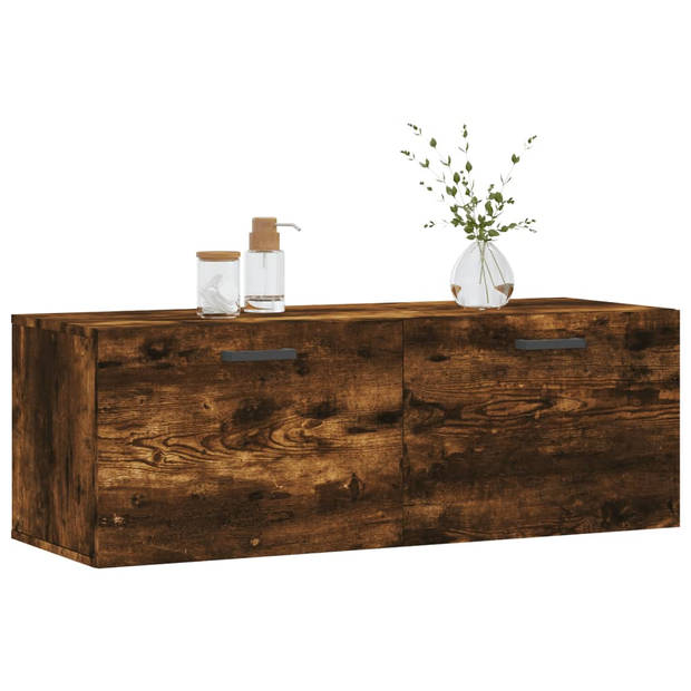 The Living Store Zwevende Wandkast - Gerookt Eiken - 100 x 36.5 x 35 cm - Duurzaam Hout - Inclusief Montagehandleiding