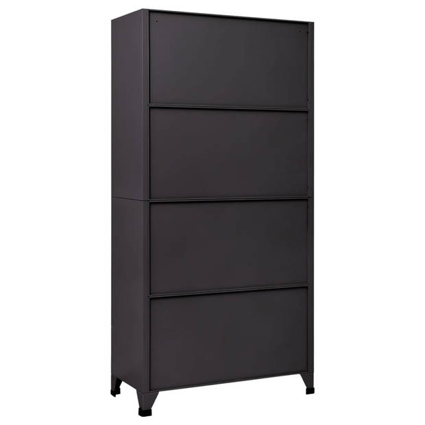 The Living Store Lockerkast - Antraciet/Wit - 90 x 40 x 180 cm - Staal