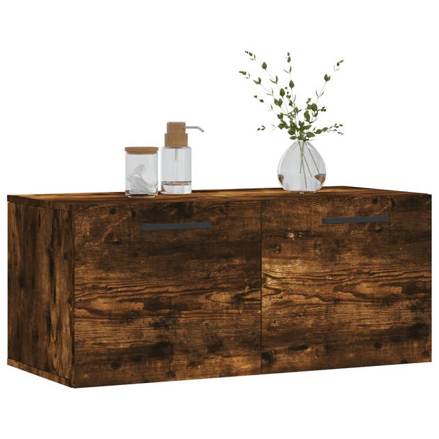 The Living Store Wandkast Smoked Oak Decoratieve meubels - 80 x 36.5 x 35 cm - Duurzaam hout