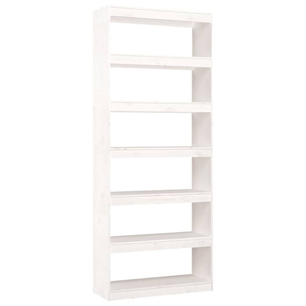 The Living Store Boekenkast Massief Grenenhout - 80 x 30 x 199.5 cm - Wit