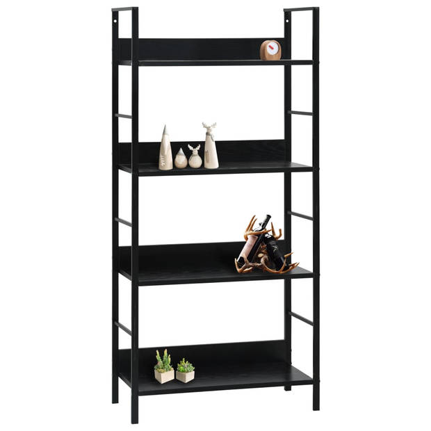 The Living Store Boekenkast 4-laags - 60x27.6x124.5 cm - Zwart