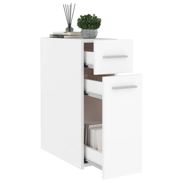 The Living Store Opbergkast - 20x45.5x60 cm - wit - bewerkt hout