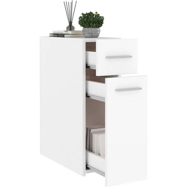 The Living Store Opbergkast - 20x45.5x60 cm - wit - bewerkt hout