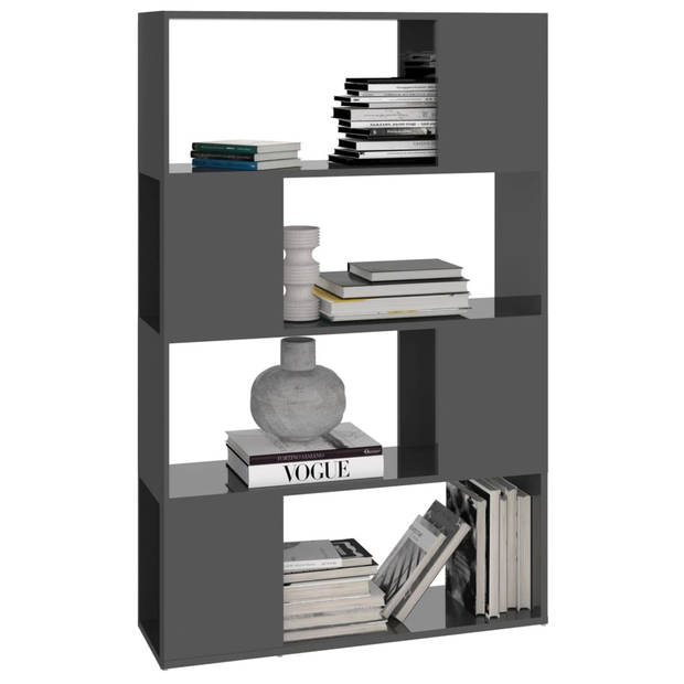 The Living Store Kamerverdeler - Boekenkast - 80x24x124.5 cm - Hoogglans Grijs