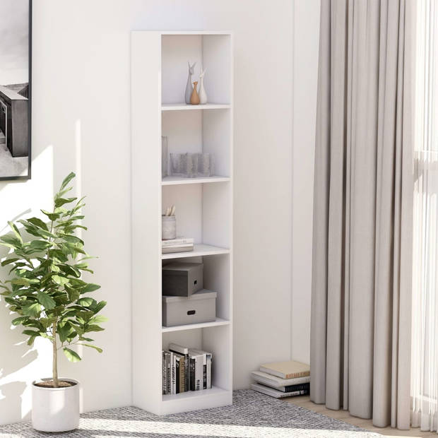 The Living Store Boekenkast - 5-laags - 40x24x175 cm - Wit