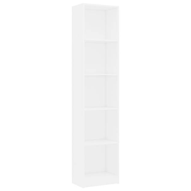 The Living Store Boekenkast - 5-laags - 40x24x175 cm - Wit