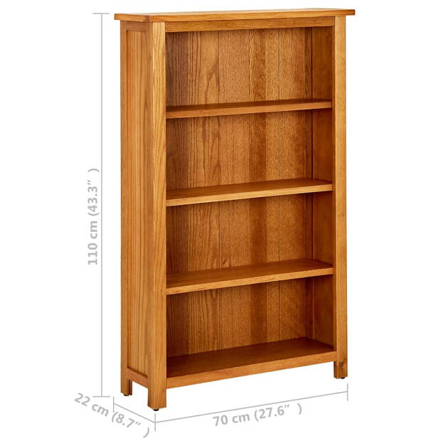 vidaXL Boekenkast met 4 schappen 70x22x110 cm massief eikenhout