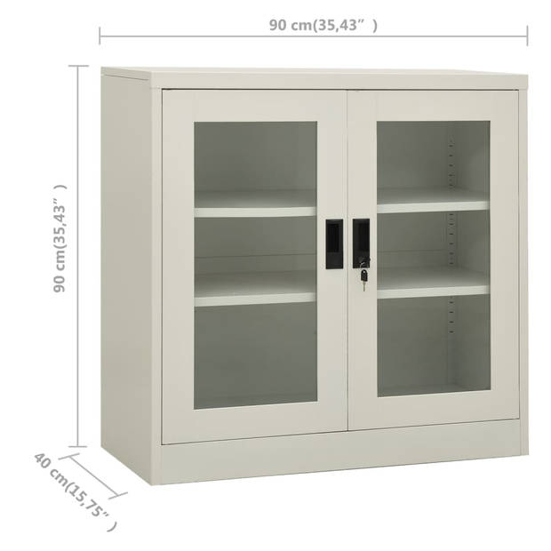 The Living Store Archiefkast - Staal - 90 x 40 x 90 cm - Lichtgrijs