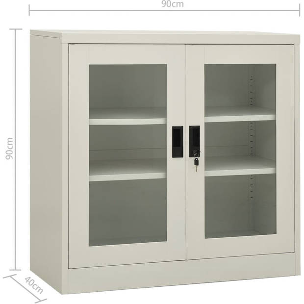 The Living Store Archiefkast - Staal - 90 x 40 x 90 cm - Lichtgrijs