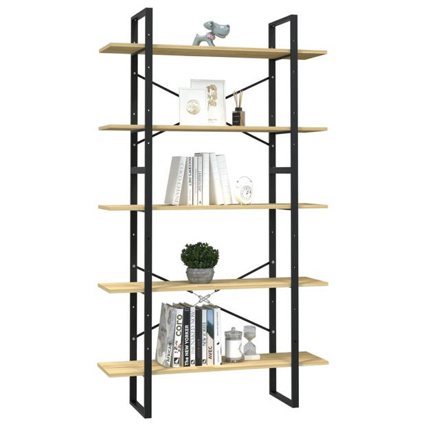 The Living Store Boekenkast Houten en metalen boekenkast - 100 x 30 x 105 cm - grenenhout/metaal