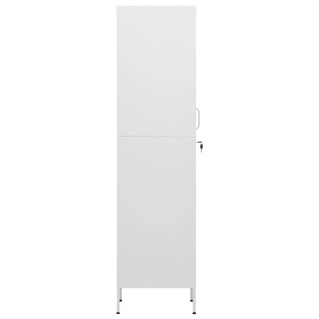 The Living Store Lockerkast Staal - 35 x 46 x 180 cm - Wit met 4 schappen en slot