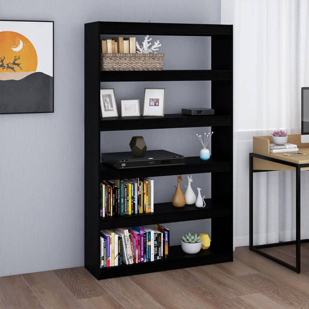 The Living Store Boekenkast Grenenhout - 100x30x167.5 - Zwart