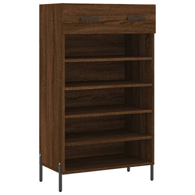 The Living Store Schoenenkast - Elegant - Kasten 1 lade - 5 open vakken - 60 x 35 x 105 cm - Bruineiken kleur