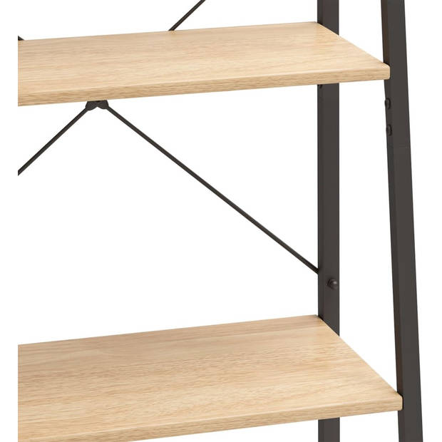 The Living Store Opbergrek - 5 schappen - Lichtbruin/Zwart - 56 x 35 x 174 cm - Sterke stalen constructie