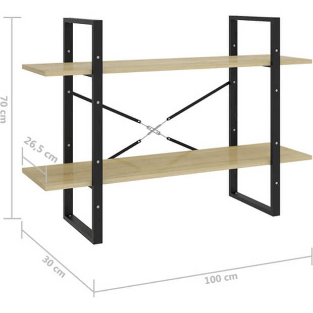 The Living Store Boekenkast Industrieel - 100 x 30 x 70 cm - Sonoma Eiken