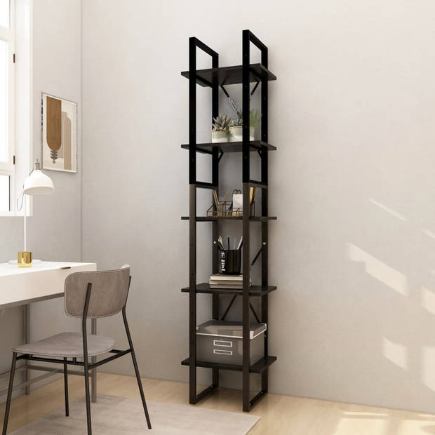 The Living Store Boekenkast Grenenhout - Hoge- 40 x 30 x 105 cm - Lage- 40 x 30 x 70 cm Zwart