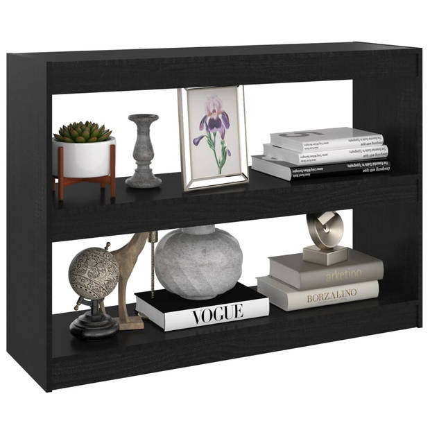 The Living Store Boekenkast Kamerverdeler - 100 x 30 x 71.5 cm - Massief Grenenhout - Zwart