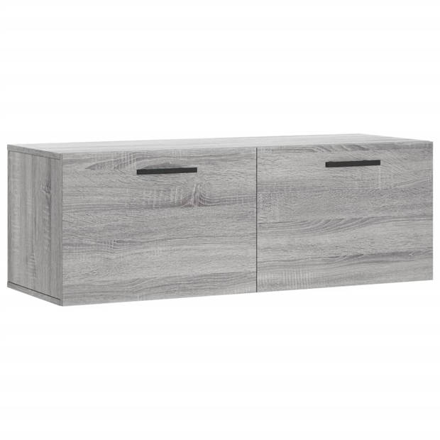 The Living Store Wandkast - Grijs Sonoma Eiken - 100 x 36.5 x 35 cm - Displayfunctie