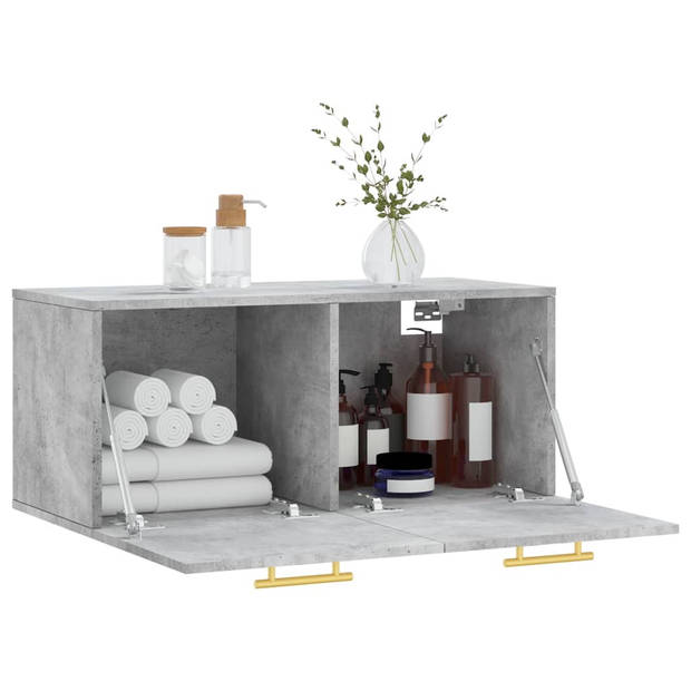 The Living Store Wandkast Decoratieve Toevoeging - 80 x 36.5 x 35 cm - Betongrijs